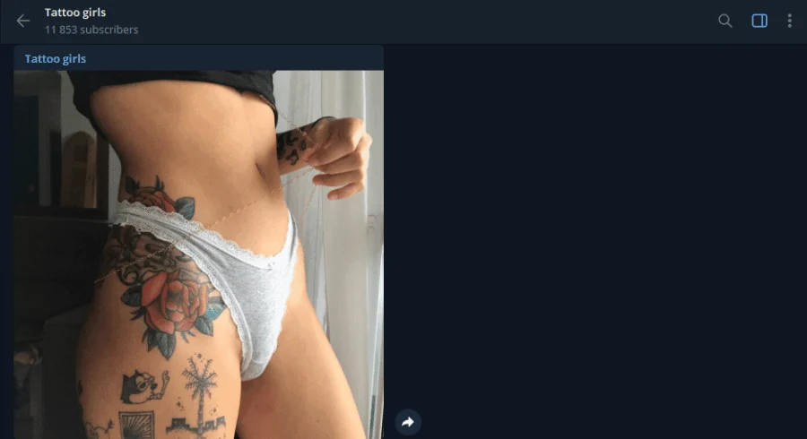 Pré-visualização do canal do Telegram Raparigas tatuadas